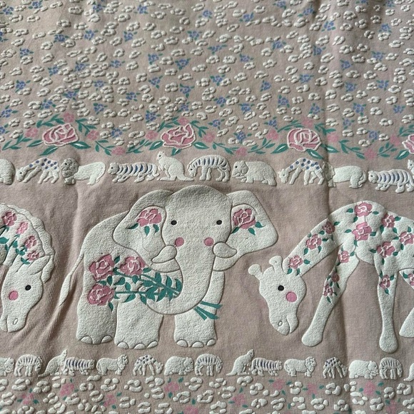 Vintage 1990s Girrafe Elephant Print Shirt - Pink and Cream L - Picture 5 of 6